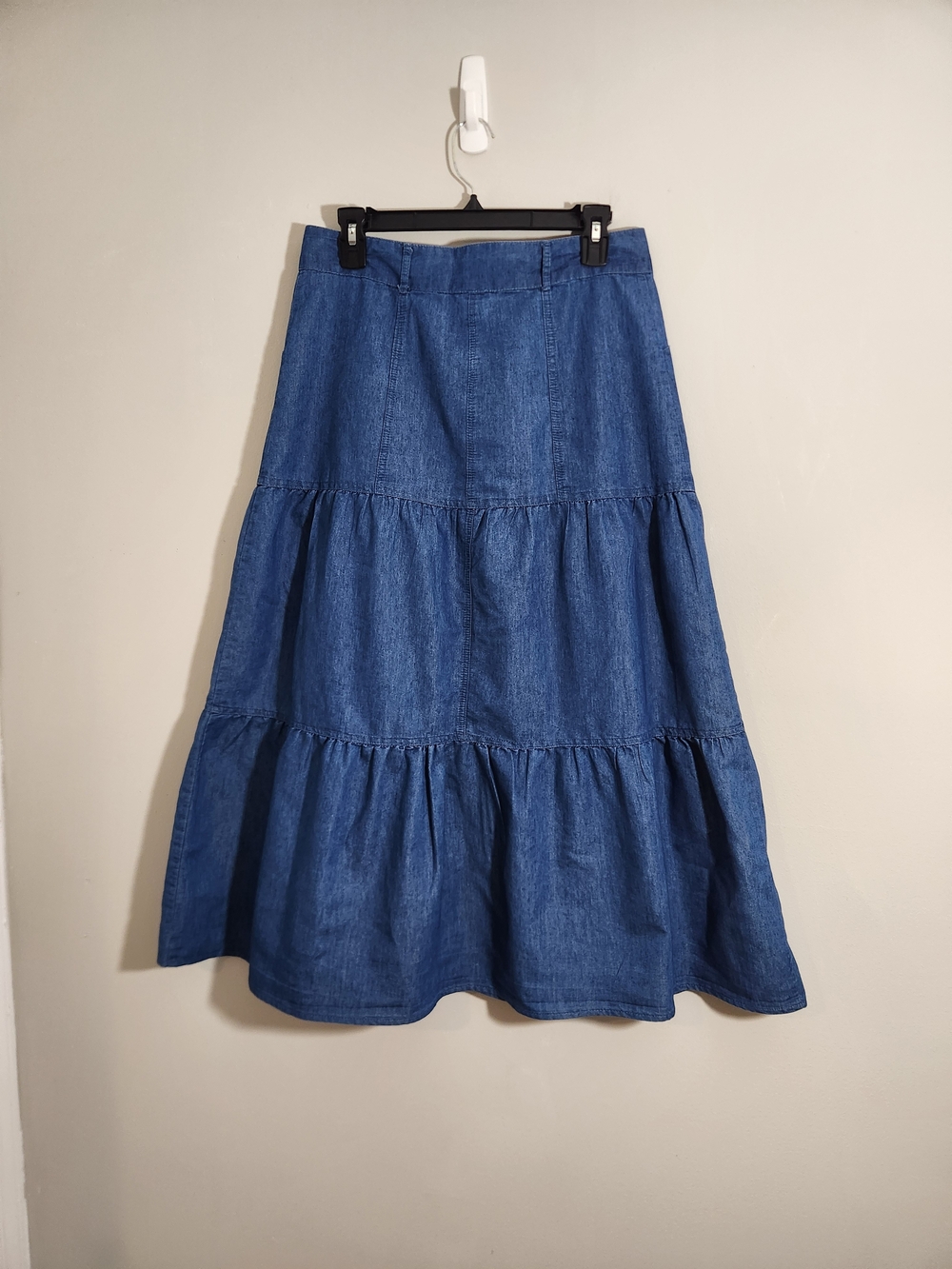 Earth Mama Button-Front Denim Tiered Skirt Hippie Crunchy Granola Teachercore - Picture 5 of 6